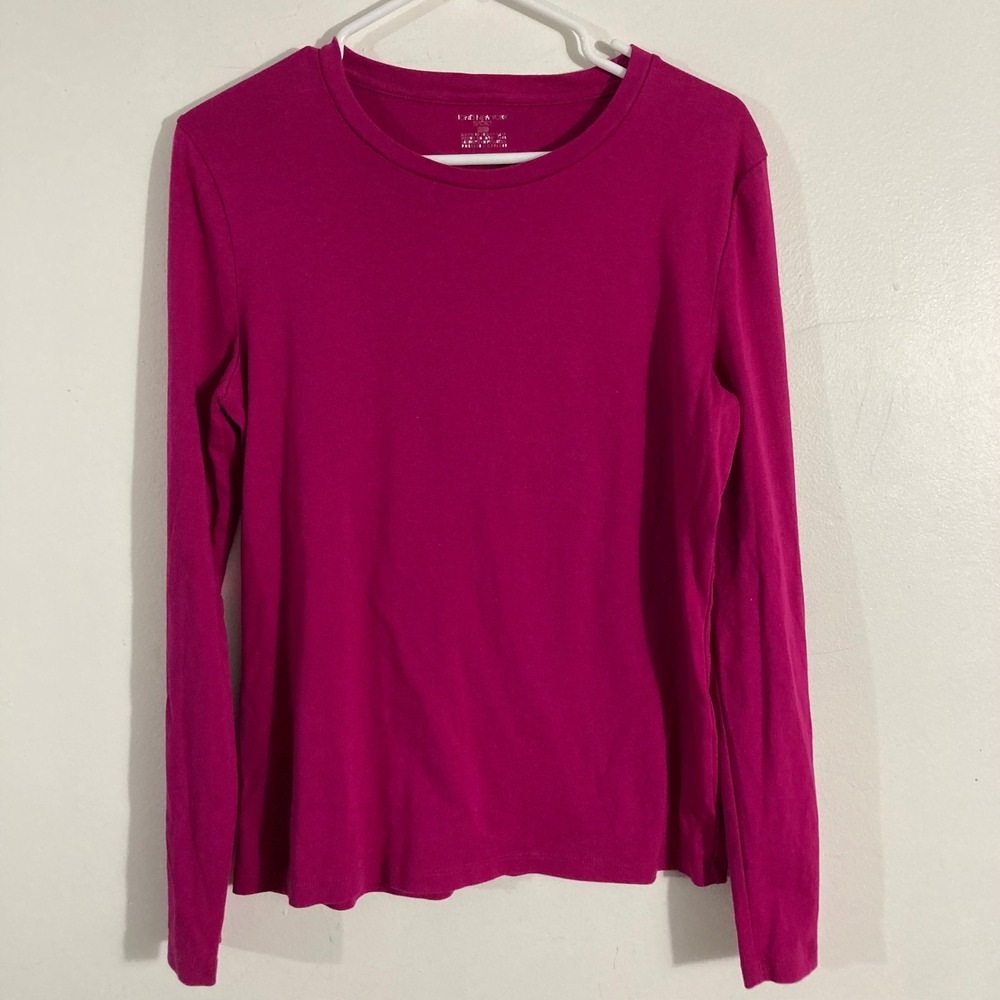 Jones New York Sport Long Sleeve Tee Womens M Fuchsia Cotton Basic Top
